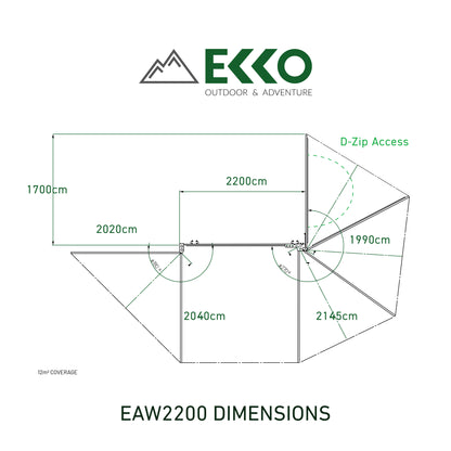 EKKO 270 PLUS Awning with Rooftop Access Zipper | EAW2200